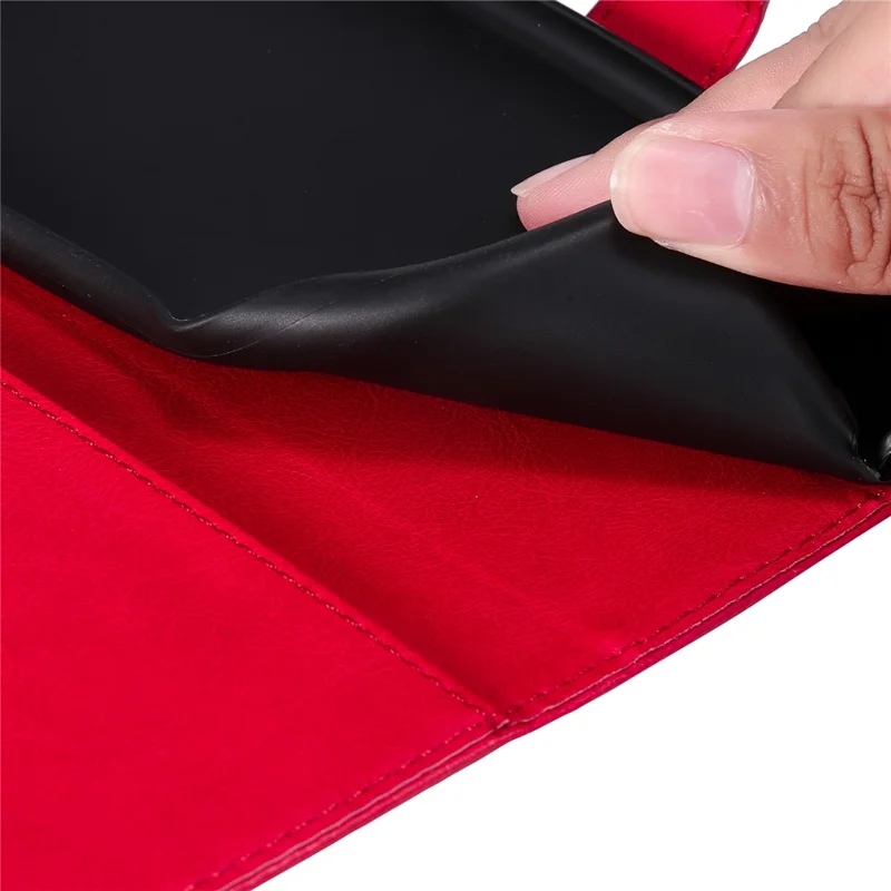 For iPhone 16 Plus Case Solid Color Leather Mobile Cover Wallet Stand with Strap - Red