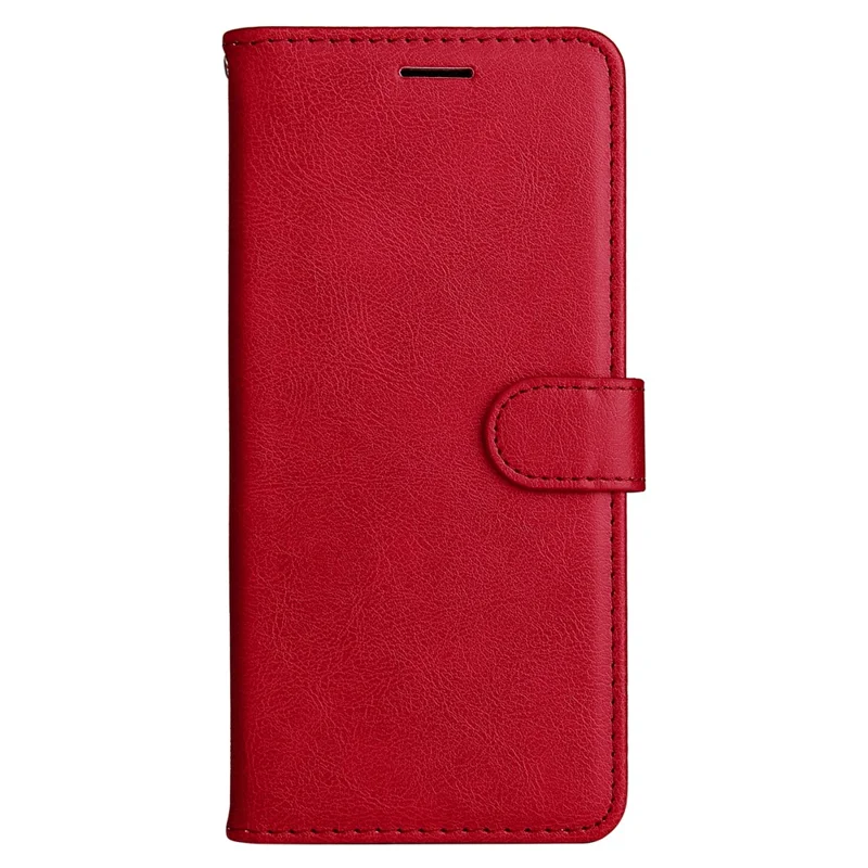 For iPhone 16 Plus Case Solid Color Leather Mobile Cover Wallet Stand with Strap - Red
