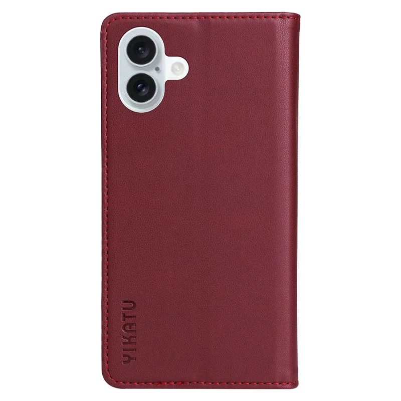 YIKATU YK-001 For iPhone 16 Plus Case Magnetic Closing Leather Phone Cover - Wine Red