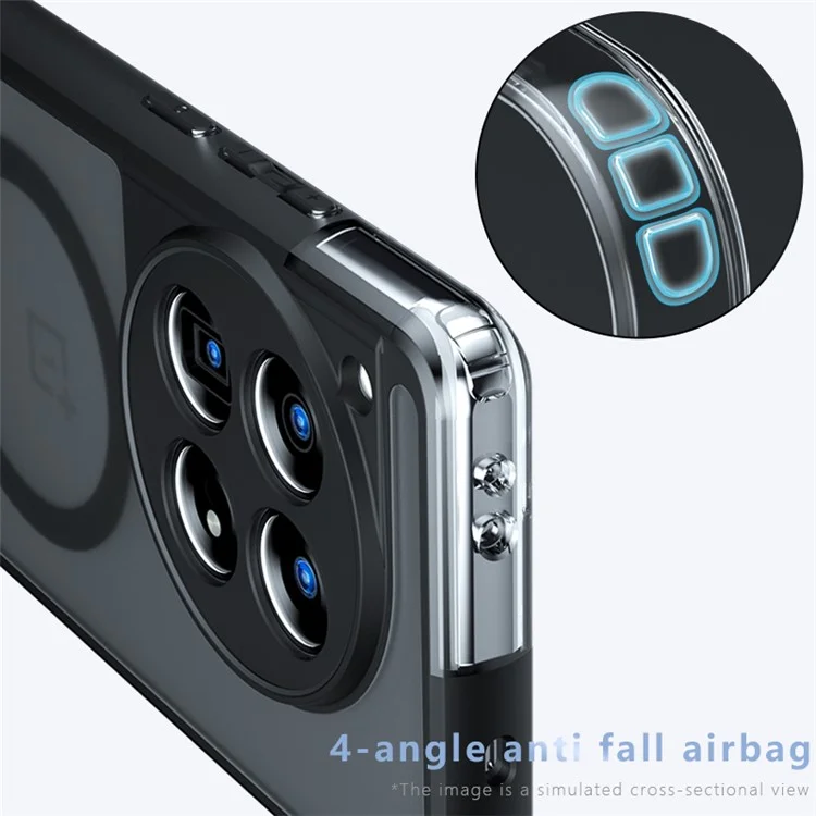 For OnePlus Ace 3 5G / 12R 5G Magnetic Case TPU+PC Matte Anti-Scratch Phone Cover - Transparent Black