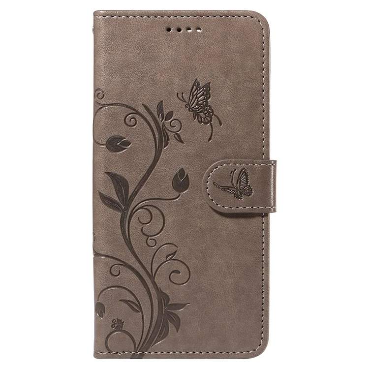 For OnePlus Nord CE4 5G PU Leather Cases Flower Pattern Wallet Stand Phone Cover with Strap - Grey