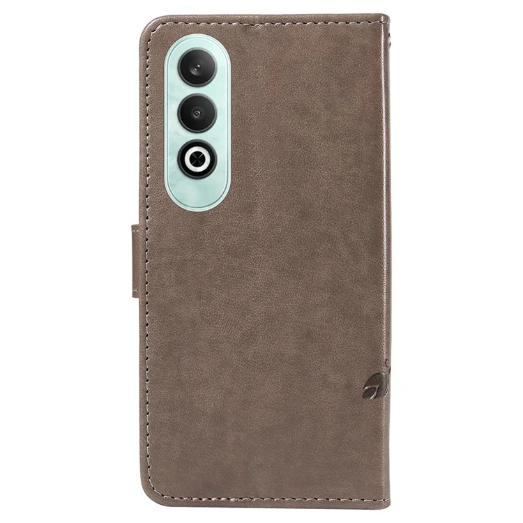For OnePlus Nord CE4 5G PU Leather Cases Flower Pattern Wallet Stand Phone Cover with Strap - Grey