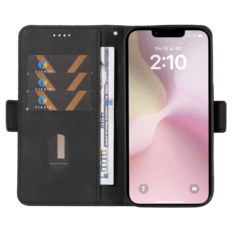 Para iPhone SE (2024) Wallet Case Rhombus Grid Leather Shockproof Phone Cover - Black