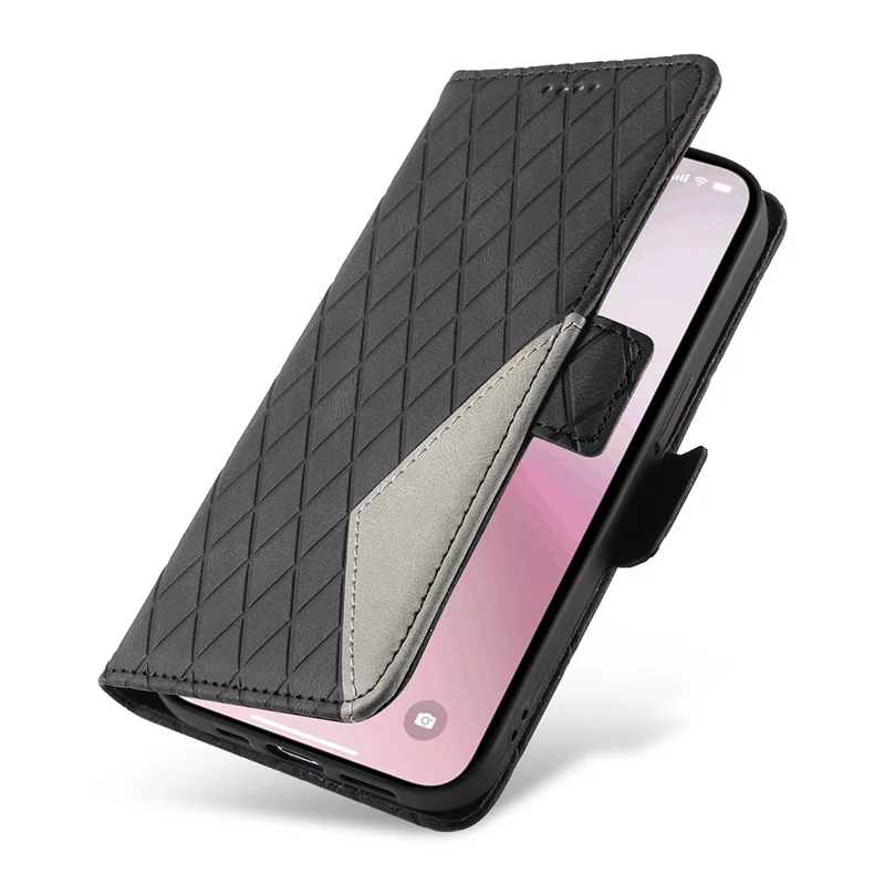 Para iPhone SE (2024) Wallet Case Rhombus Grid Leather Shockproof Phone Cover - Black