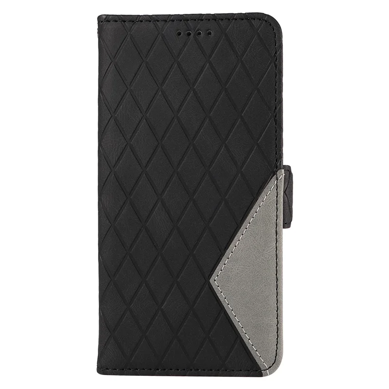 Para iPhone SE (2024) Wallet Case Rhombus Grid Leather Shockproof Phone Cover - Black