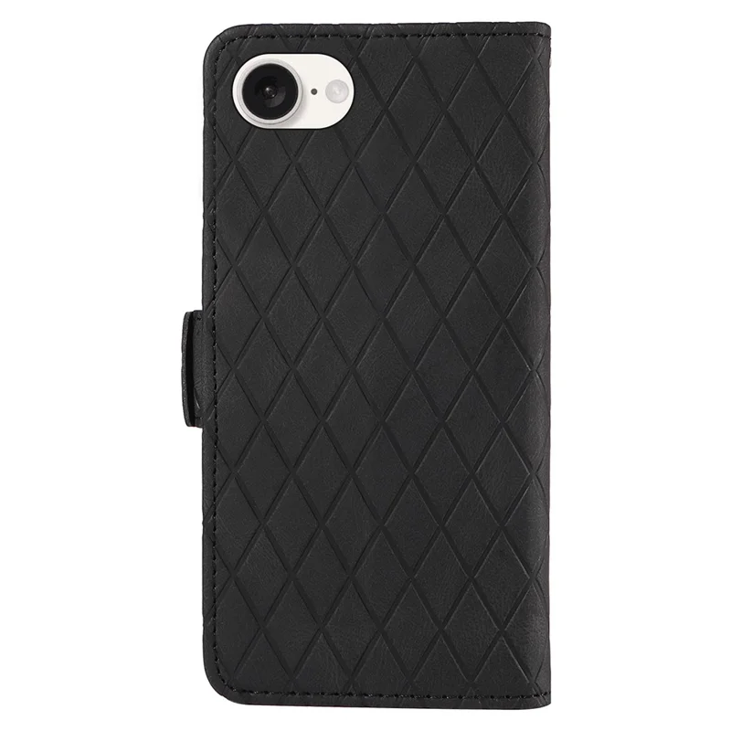 Para iPhone SE (2024) Wallet Case Rhombus Grid Leather Shockproof Phone Cover - Black