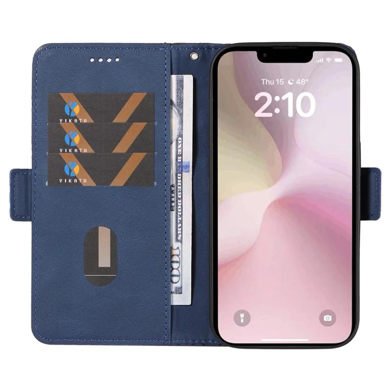 For iPhone 17e / 16e Wallet Case Rhombus Grid Leather Shockproof Phone Cover - Blue