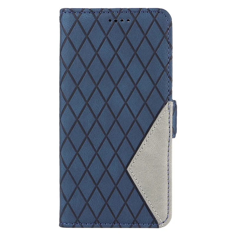 For iPhone 17e / 16e Wallet Case Rhombus Grid Leather Shockproof Phone Cover - Blue