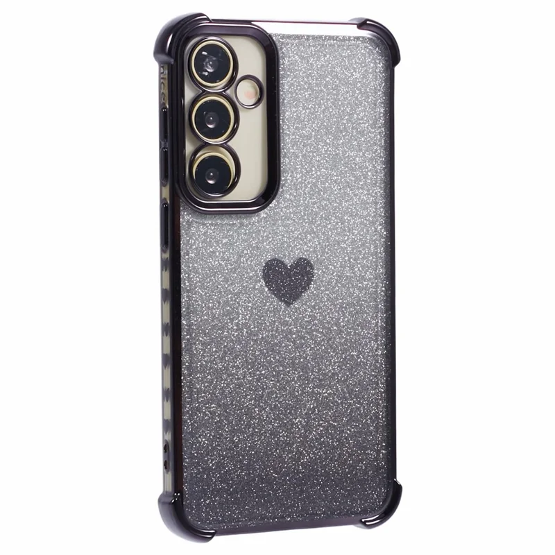 For Samsung Galaxy A54 5G Phone Case Heart Pattern TPU Glitter Drop-Proof Cover - Black