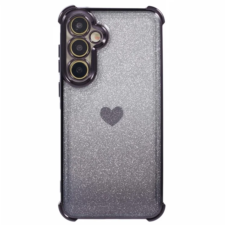 Pour Samsung Galaxy A25 5G (Global) (161,0 X 76,5 X 8,3 mm) Étui de Téléphone Anti-chute Motif Cœur TPU Paillettes - Noir