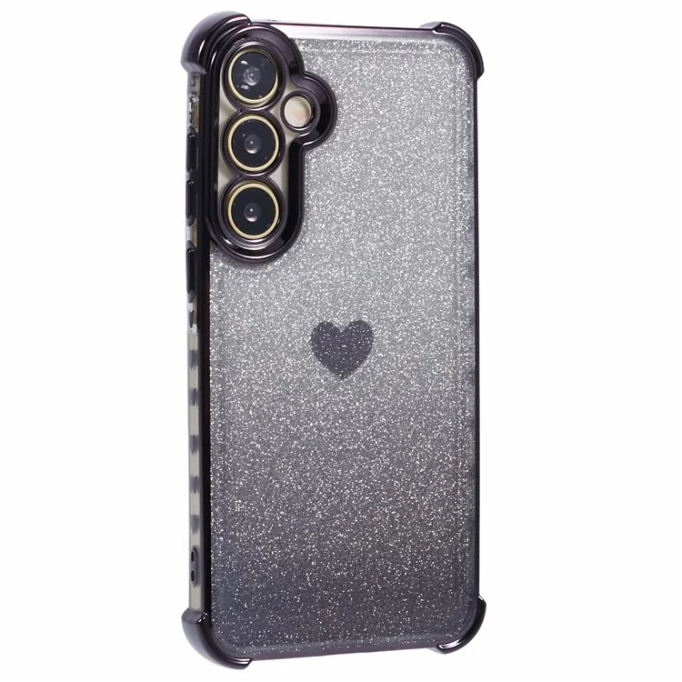 Pour Samsung Galaxy A25 5G (Global) (161,0 X 76,5 X 8,3 mm) Étui de Téléphone Anti-chute Motif Cœur TPU Paillettes - Noir