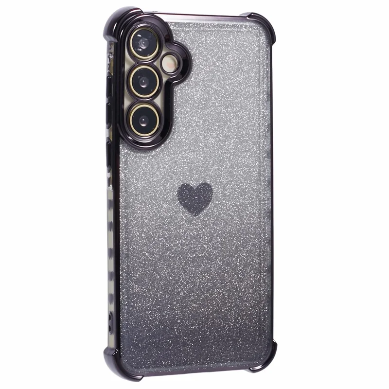 For Samsung Galaxy A35 5G Phone Case Drop Protection Heart Pattern Thicken 4-Corner TPU Cover - Black