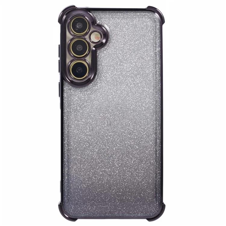 For Samsung Galaxy S24 TPU Case Love Heart Pattern Frame Glitter Phone Cover - Black