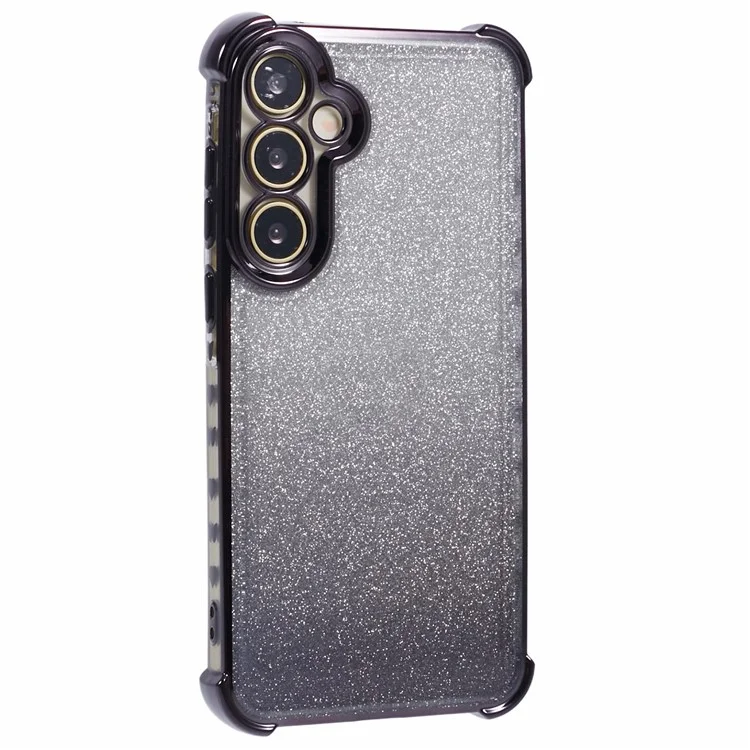 For Samsung Galaxy S24 TPU Case Love Heart Pattern Frame Glitter Phone Cover - Black