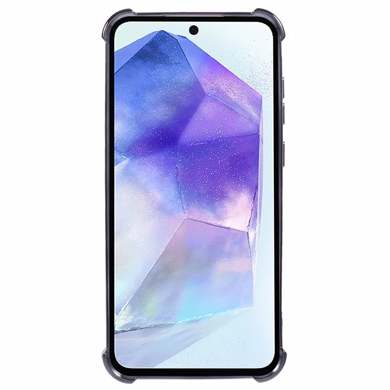 For Samsung Galaxy A15 5G Case TPU Glitter Phone Cover with Kickstand and Mirror - Black
