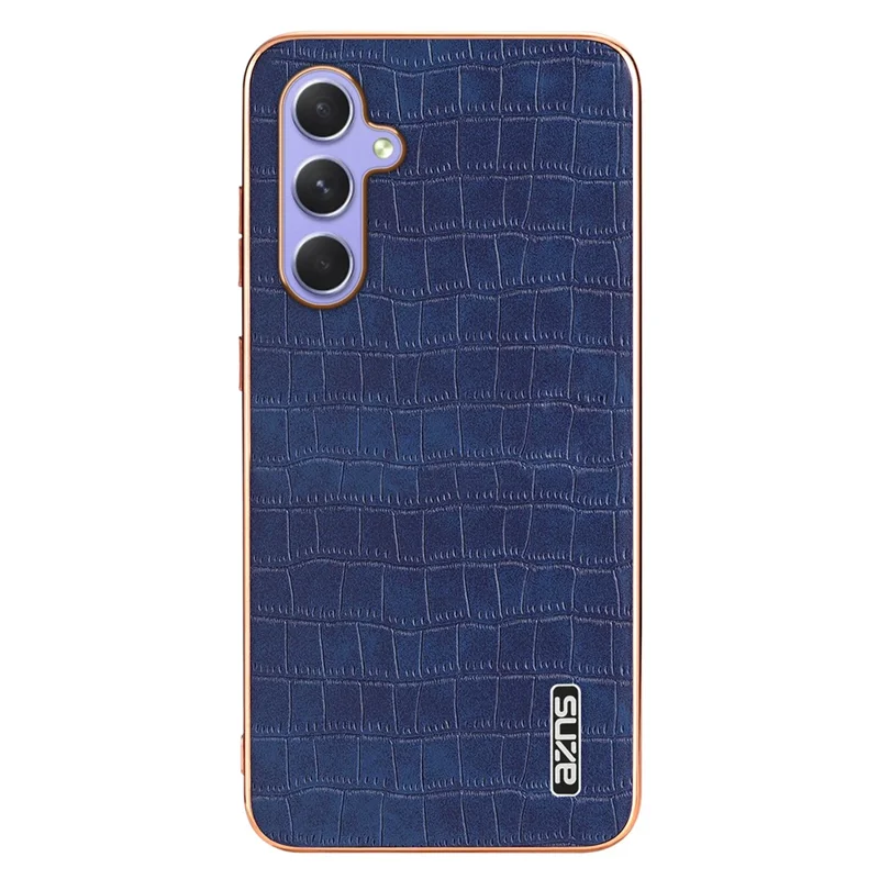 AZNS For Samsung Galaxy S23 FE Phone Case Crocodile Texture Electroplating Leather Back Cover - Blue
