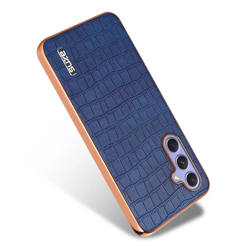 AZNS For Samsung Galaxy S23 FE Phone Case Crocodile Texture Electroplating Leather Back Cover - Blue