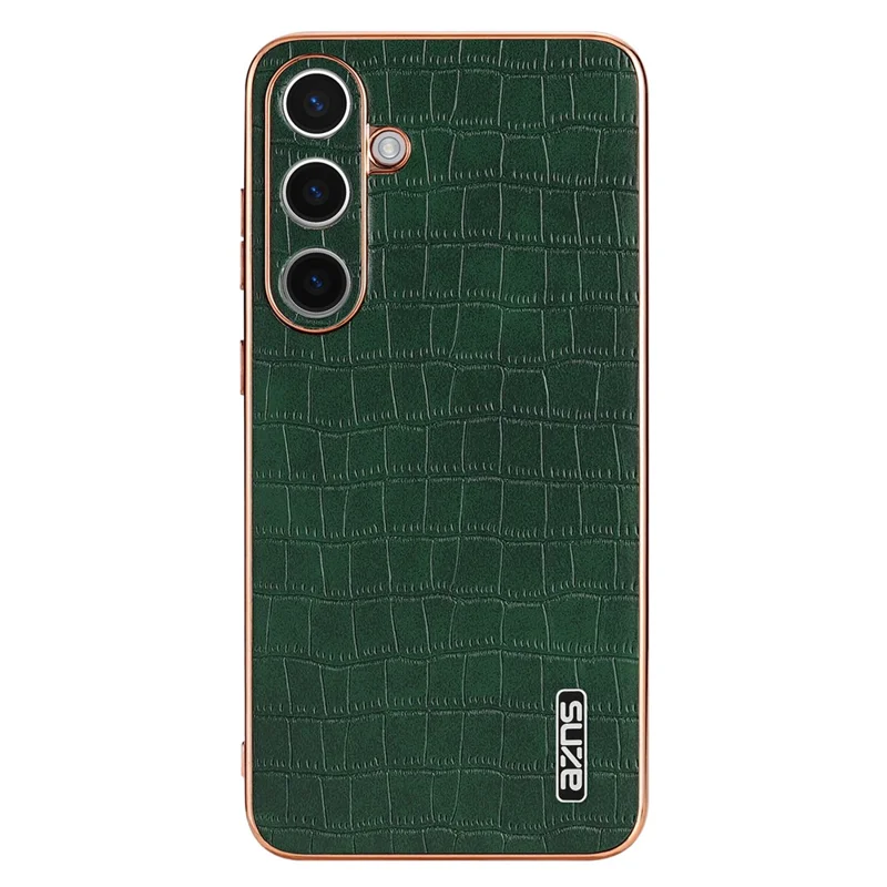 AZNS For Samsung Galaxy S24+ Case Electroplating Crocodile Texture PU+TPU Phone Case - Green