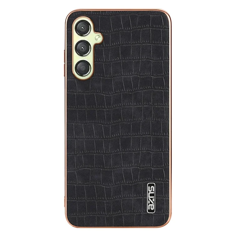 AZNS Für Samsung Galaxy A15 4G / A15 5G Electroplating Case Krokodilleder-Textur PU+TPU Handyhülle - Schwarz