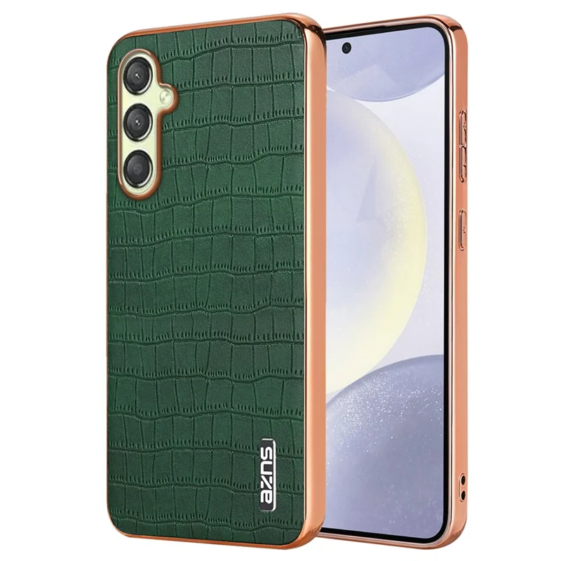 AZNS For Samsung Galaxy A15 4G / A15 5G Electroplating Case Crocodile Texture PU+TPU Phone Cover - Green