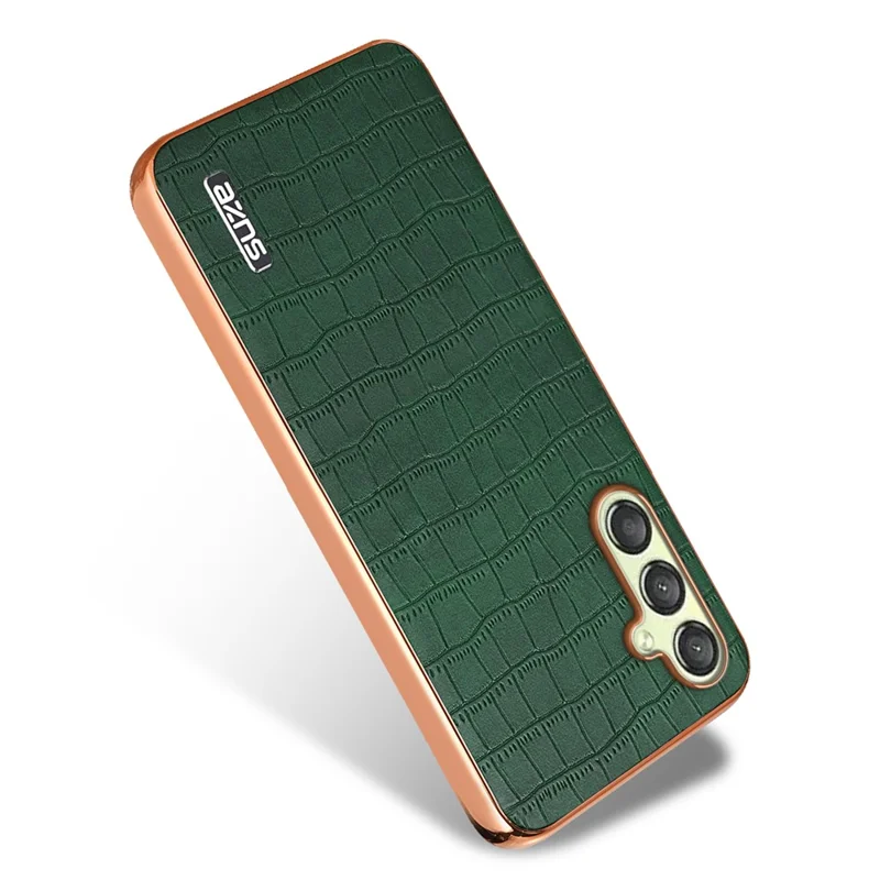 AZNS For Samsung Galaxy A15 4G / A15 5G Electroplating Case Crocodile Texture PU+TPU Phone Cover - Green