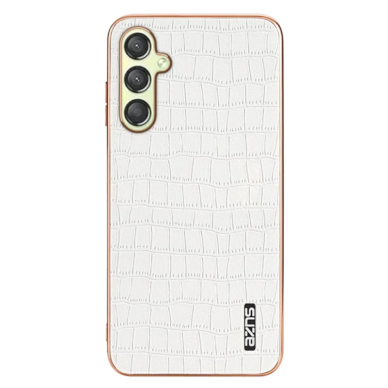 AZNS For Samsung Galaxy A15 4G / A15 5G Electroplating Case Crocodile Texture PU+TPU Phone Cover - White