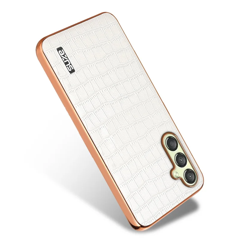 AZNS For Samsung Galaxy A15 4G / A15 5G Electroplating Case Crocodile Texture PU+TPU Phone Cover - White