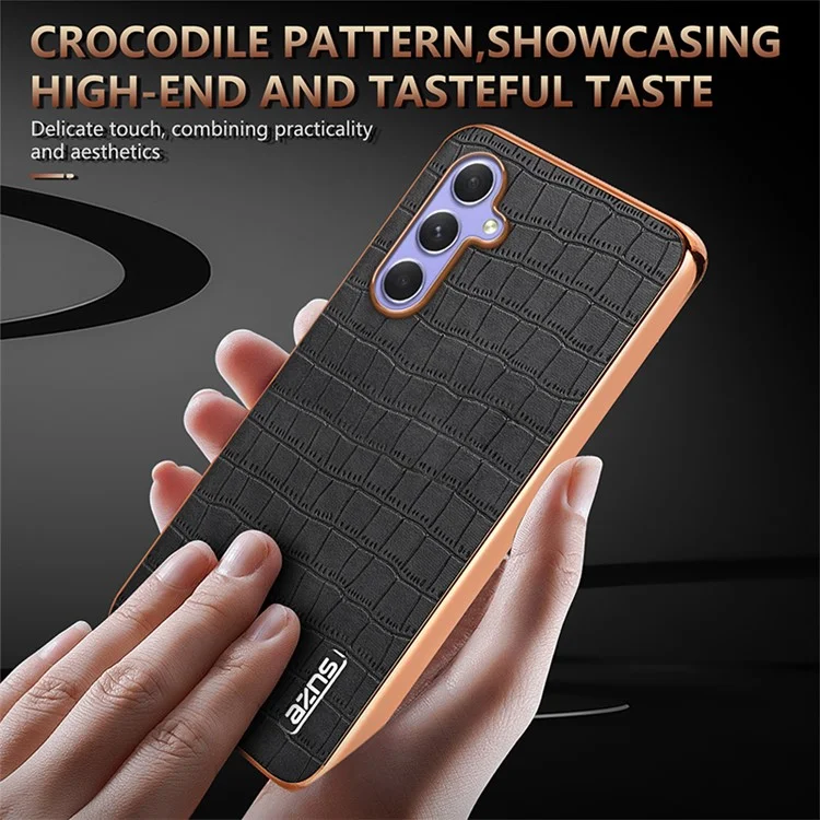 AZNS Für Samsung Galaxy A54 5G Schlanke Hülle Elektroplattierung Krokodilleder-Textur PU+TPU Handyhülle - Schwarz
