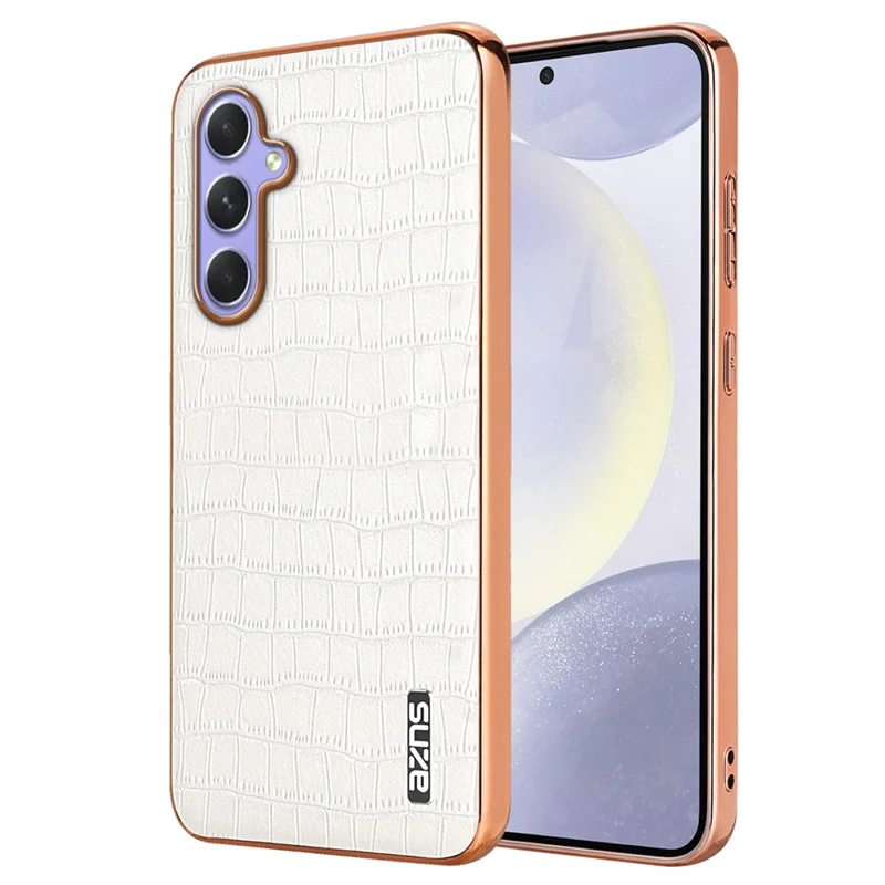 AZNS For Samsung Galaxy A55 5G Case Shockproof Crocodile Texture PU+TPU Phone Cover - White