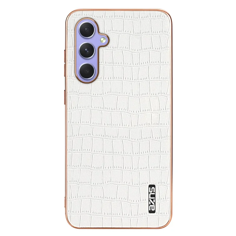 AZNS For Samsung Galaxy A55 5G Case Shockproof Crocodile Texture PU+TPU Phone Cover - White