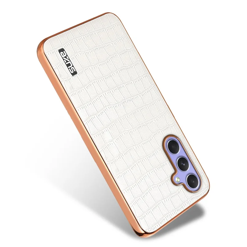 AZNS For Samsung Galaxy A55 5G Case Shockproof Crocodile Texture PU+TPU Phone Cover - White