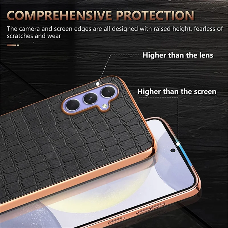 AZNS For Samsung Galaxy A55 5G Case Shockproof Crocodile Texture PU+TPU Phone Cover - White