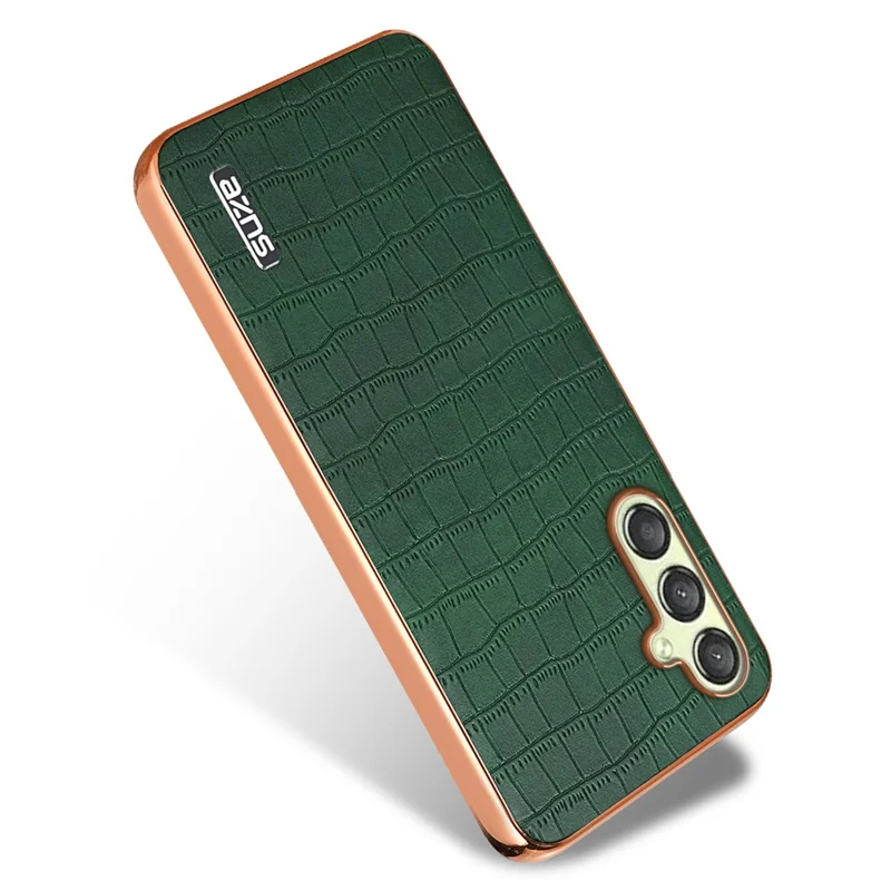 AZNS For Samsung Galaxy A05s 4G Phone Case Crocodile Texture Electroplated Leather+TPU Cover - Green