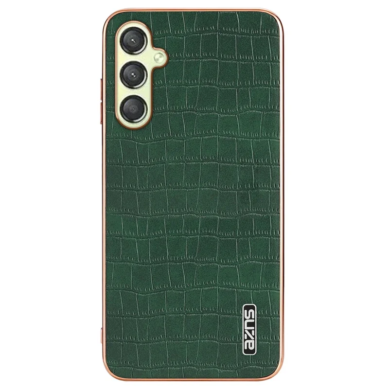 AZNS For Samsung Galaxy A05s 4G Phone Case Crocodile Texture Electroplated Leather+TPU Cover - Green