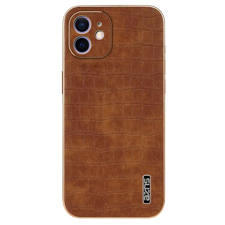 AZNS Für iPhone 12 Case Krokodilleder Textur PU+TPU Stoßfestes Handyhülle - Braun