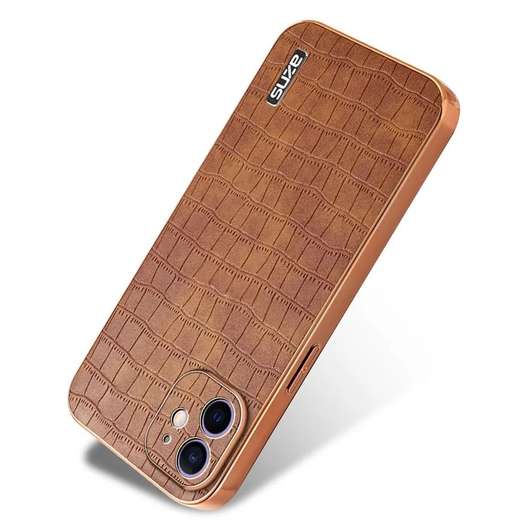 AZNS Für iPhone 12 Case Krokodilleder Textur PU+TPU Stoßfestes Handyhülle - Braun