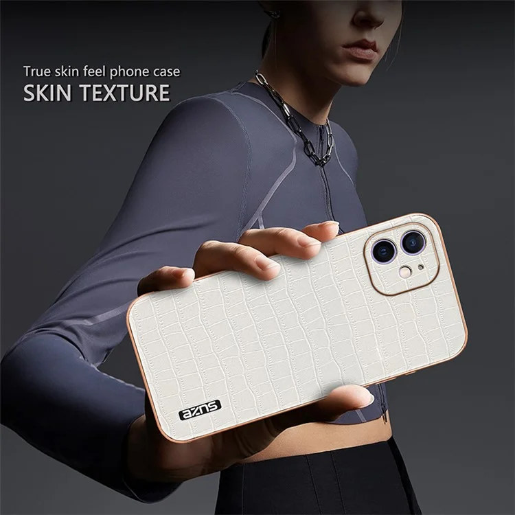 AZNS Für iPhone 12 Case Krokodilleder Textur PU+TPU Stoßfestes Handyhülle - Braun