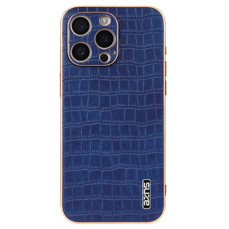 AZNS Per iPhone 12 Pro Max Case Texture Coccodrillo Rivestimento in Pelle Elettroplaccata TPU Cover per Telefono - Blu