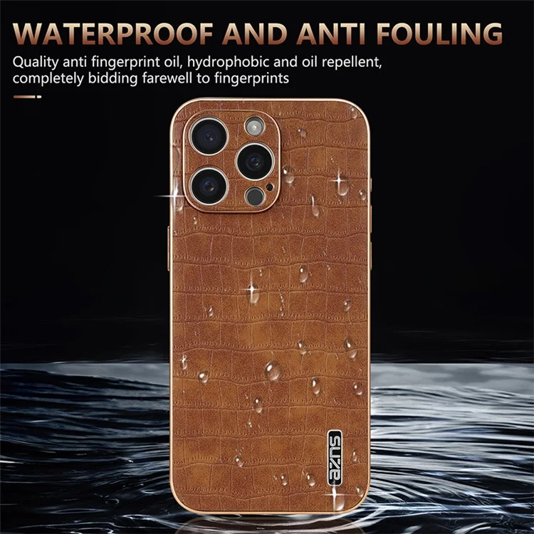 AZNS Per iPhone 12 Pro Max Case Texture Coccodrillo Rivestimento in Pelle Elettroplaccata TPU Cover per Telefono - Blu