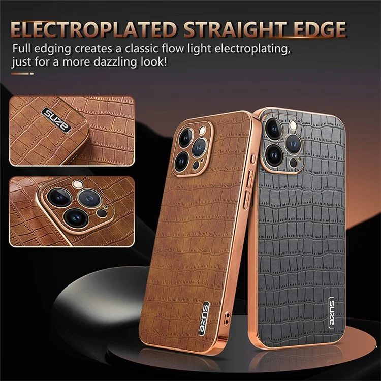 AZNS Per iPhone 11 Pro Case Texture Coccodrillo PU+TPU Custodia Protettiva - Marrone