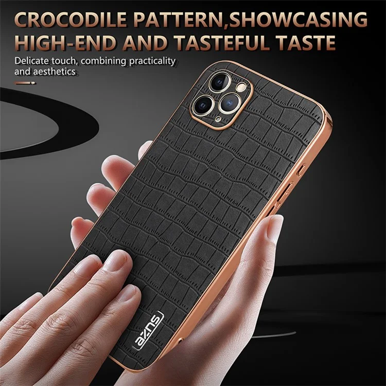 AZNS Per iPhone 11 Pro Case Texture Coccodrillo PU+TPU Custodia Protettiva - Marrone