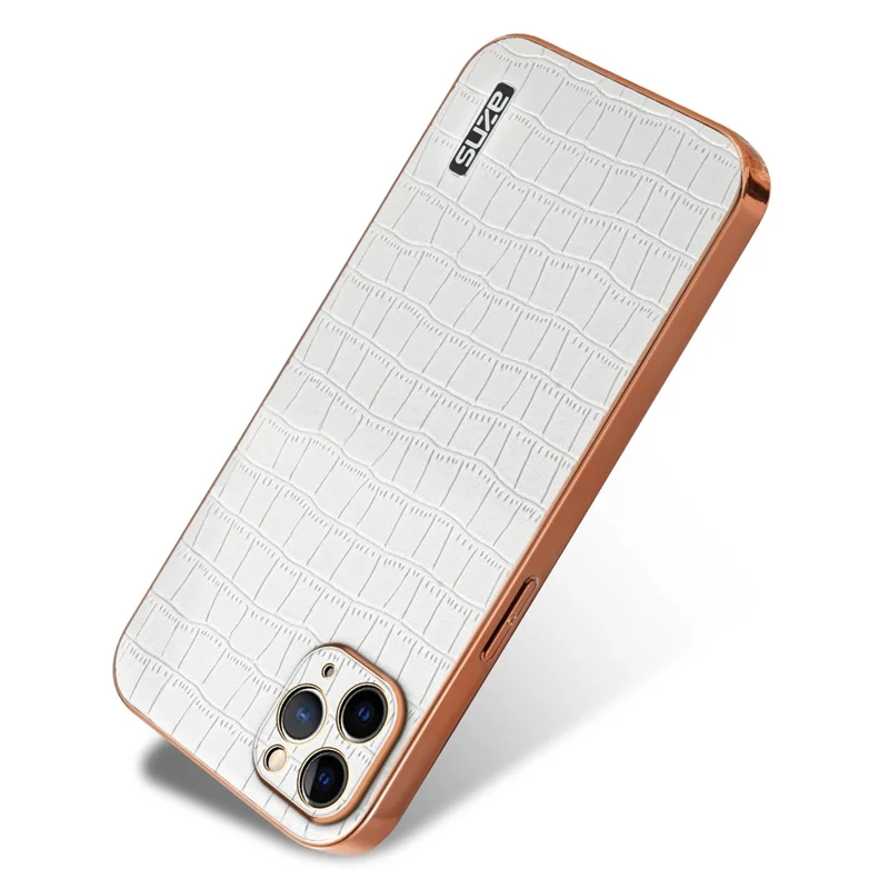 AZNS For iPhone 11 Pro Case Crocodile Texture PU+TPU Protective Phone Cover - White
