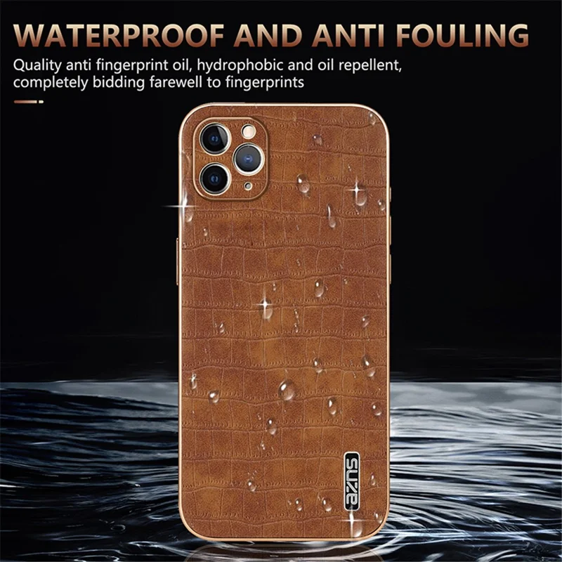 AZNS For iPhone 11 Pro Case Crocodile Texture PU+TPU Protective Phone Cover - White
