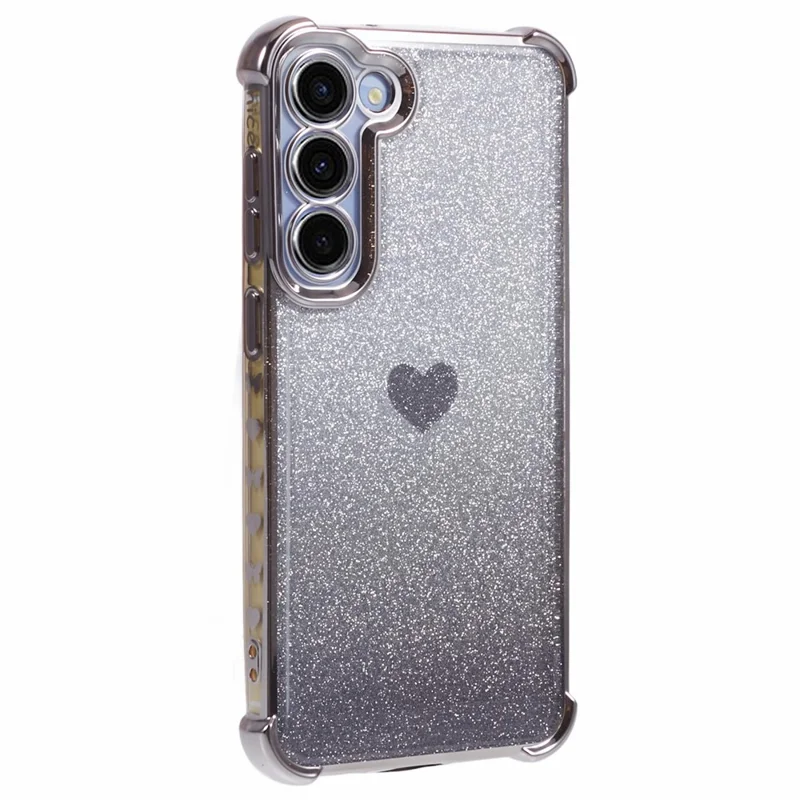 For Samsung Galaxy S22+ 5G TPU Case Heart Pattern Electroplating Glitter Phone Cover - Grey
