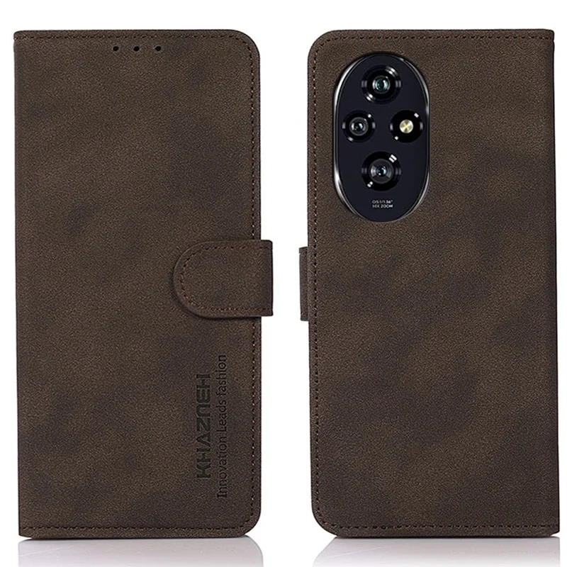 KHAZNEH For Honor 200 5G Magnetic Case Texture PU Leather Mobile Phone Stand Cover - Brown