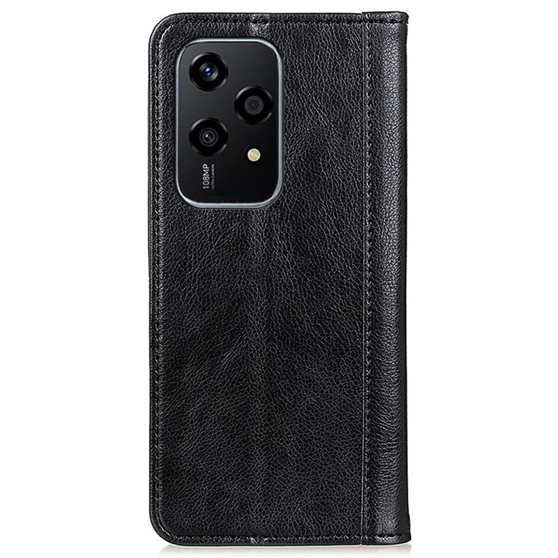 For Honor 200 Lite Dustproof Split Leather Flip Phone Stand Cover Wholesale Mobile Case Accessories - Black