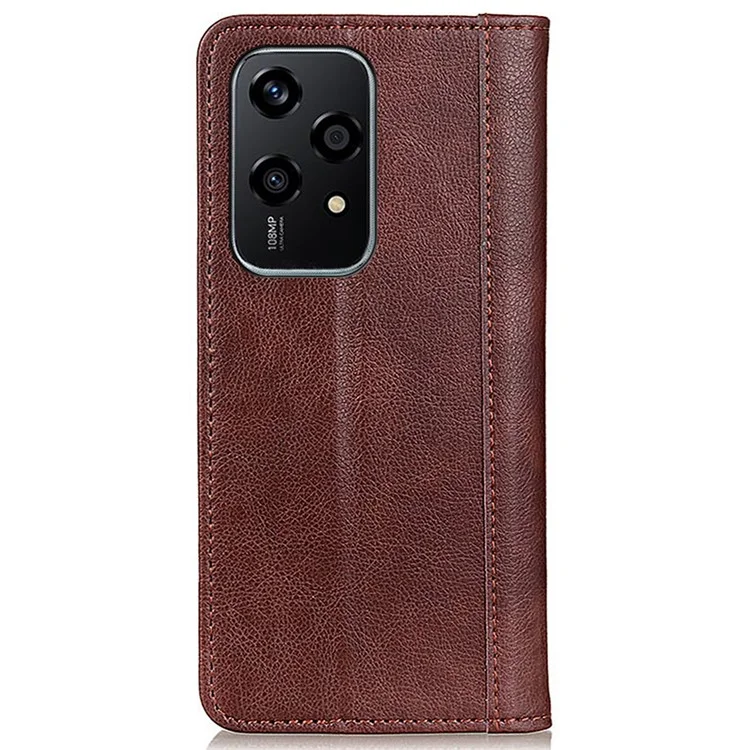 For Honor 200 Lite Dustproof Split Leather Flip Phone Stand Cover Wholesale Mobile Case Accessories - Brown