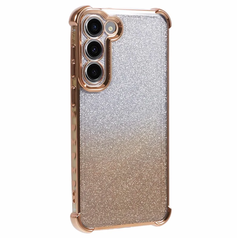 Pour Samsung Galaxy S22+ 5G Étui Motif Cœur Amour Cadre TPU Paillettes Dégradé Housse de Téléphone - Or