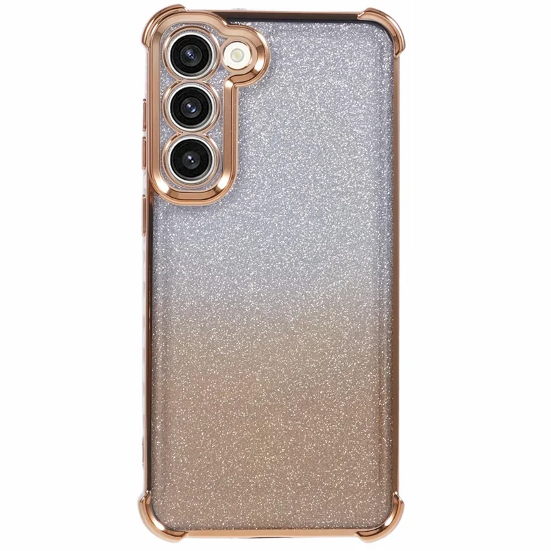 Pour Samsung Galaxy S22+ 5G Étui Motif Cœur Amour Cadre TPU Paillettes Dégradé Housse de Téléphone - Or