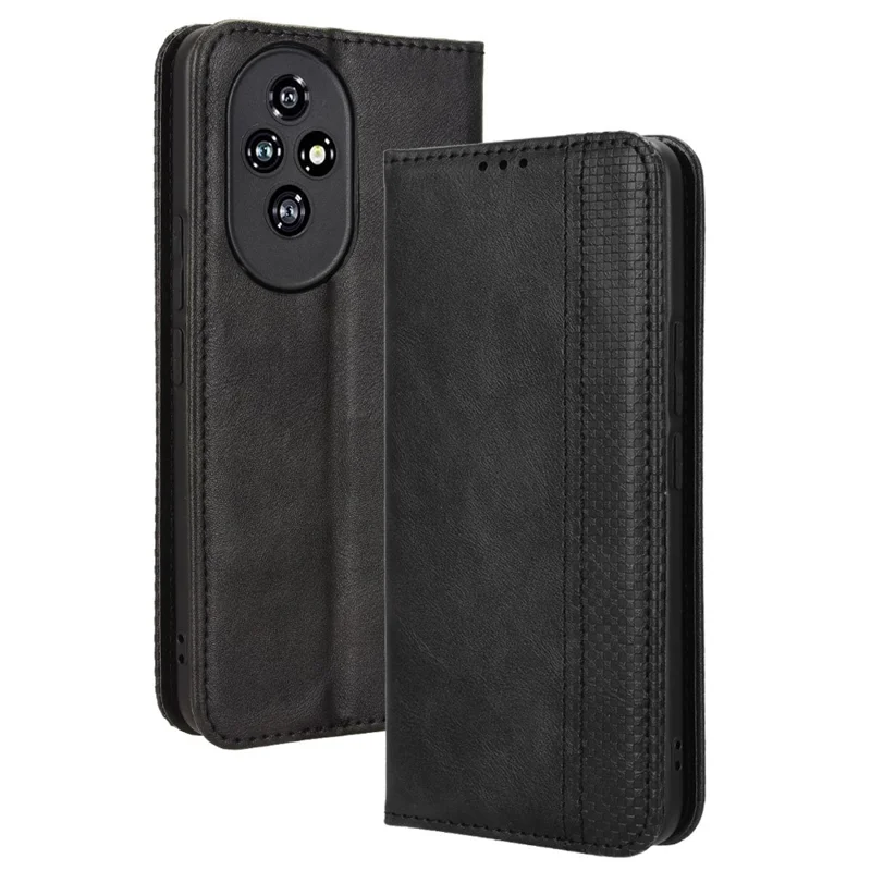 For Honor 200 5G Case Magnetic Closing Leather Phone Wallet Cover - Black